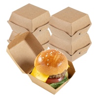 Caja de Hamburguesas Desechable de Papel Kraft de Alta Gama, Impermeable y Ecológica, Contenedor de Alimentos para Llevar
