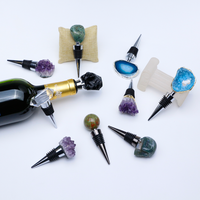 Bouchon de bouteille de vin en améthyste rose sculptée à la main, en pierres naturelles brutes, vente en gros, accessoires de bar, artisanat d'amour, pierres précieuses