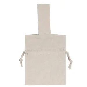 OEM Custom Cotton Crepe Small Shopping Bag with String Natural Single Handle Tote Drawstring Bag Promotional Crinkle Crepe Bags