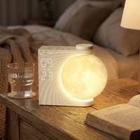 Lampe lunaire, réveil lumineux en plastique, 8 couleurs LED, lumière de réveil, double alarme, fonction snooze, 10 sons naturels [Énergie