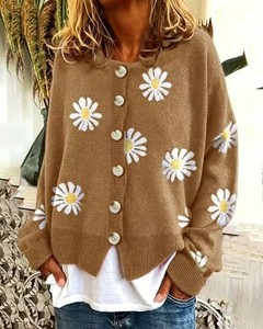 Cárdigan de Punto con Diseño de Margaritas Pequeñas para <span class=keywords><strong>Mujer</strong></span>, Primavera/Verano 2026, de Alta Calidad, Ideal para Uso Diario Casual Urbano - Product Image 5