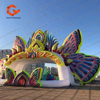 Scène extérieure gonflable, décoration de fond de scène DJ en forme de papillon, tente gonflable en forme de papillon pour les festivals de musique