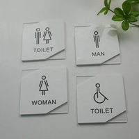 Plaque de toilette en acrylique personnalisée Plaque de porte Plaque de salle de bain d'hôtel Autocollant de plaque de toilette pour hommes femmes