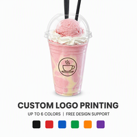Gobelet à café en plastique transparent jetable avec couvercle, imprimé avec un logo personnalisé, qualité alimentaire, 12, 14, 16, 20, 24 oz, pour matcha glacé