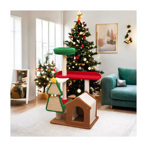 Torre de Escalada para Gatos Integrada de Navidad con Poste Rascador de Sisal, Plataforma de Salto, Juguete Duradero para Gatos que No Desprende Fibra, Seguro para Interiores, Tamaños Personalizados - Product Image 2