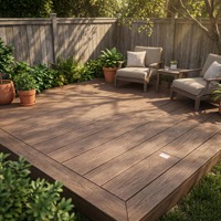 Dalles de terrasse extérieures en PVC imitation bois 141x24mm, texture antidérapante, installation emboîtable pour aménagement paysager