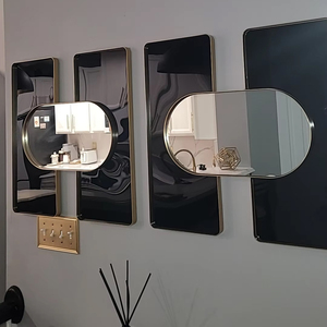 60CM DIY Wholesale Golden Black Design Metal Home Wall House Decor Art Living Room Decoration Hanging Mirror Dropshipping DDP