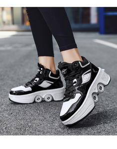SeeMore <span class=keywords><strong>Zapatillas</strong></span> de Skate de 4 <span class=keywords><strong>Ruedas</strong></span> para Niños <span class=keywords><strong>y</strong></span> Niñas <span class=keywords><strong>Zapatillas</strong></span> de Deporte Unisex de Moda <span class=keywords><strong>con</strong></span> <span class=keywords><strong>Ruedas</strong></span> Zapatos Informales de Patinaje de Doble Uso - Product Image 6