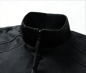 Veste zippée à panneaux déstructurés, style Cleanfit, unisexe, hiver, nouvelle coupe décontractée américaine, col rabattu, blouson vintage - Product Image 3