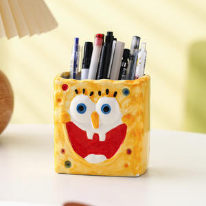 Portalápices de Cerámica con Diseño Creativo de Dibujos Animados, Estilo Americano, Hecho en Fujian, Caja de Almacenamiento para Cepillos de Dientes, Brochas de Maquillaje, <span class=keywords><strong>Bob</strong></span> <span class=keywords><strong>Esponja</strong></span> - Product Image 1