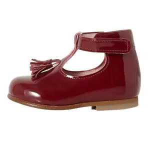Choozii sapatos infantis, sapatos elegantes de couro vermelho com borlas para garotas e crianças primavera verão
