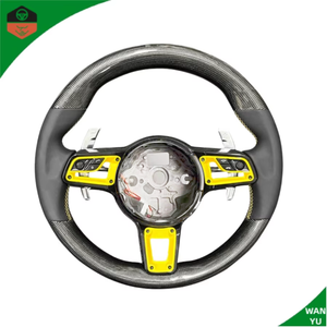 Volante Deportivo de Fibra de Carbono y Cuero para Modelos <span class=keywords><strong>Porsche</strong></span> Cayman, Panamera, Macan, Cayenne, 718, 918, 911, 992 - Product Image 1