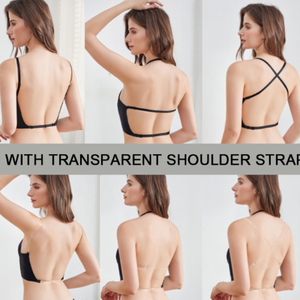 Womens Seamless Low <strong>Back</strong> <strong>Bra</strong> Wire Lifting Deep U Shaped Plunge Backless <strong>Bra</strong> <strong>With</strong> Convertible <strong>Clear</strong> <strong>Straps</strong> - Product Image 2