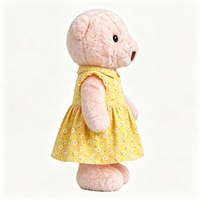 Ours en peluche doux et adorable, jouet animal en peluche, poupée compagnon avec tenue robe fleurie jaune