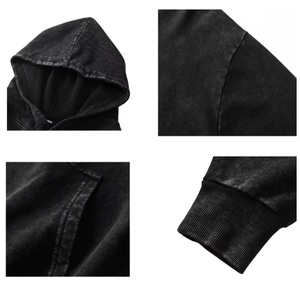 TKAN340D Design Patch Print Pattern Men's Plus size Loose style 100% Cotton Vintage <b>Washed</b> Drop shoulder pocket Hoodie - Product Image 3