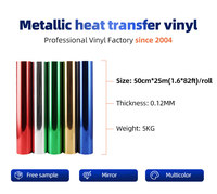 HTV — feuille d'aluminium extensible pour vêtements, vinyle de transfert thermique, 50cm * 25 mètres, rouleaux de 16 couleurs métalliques pour vêtements