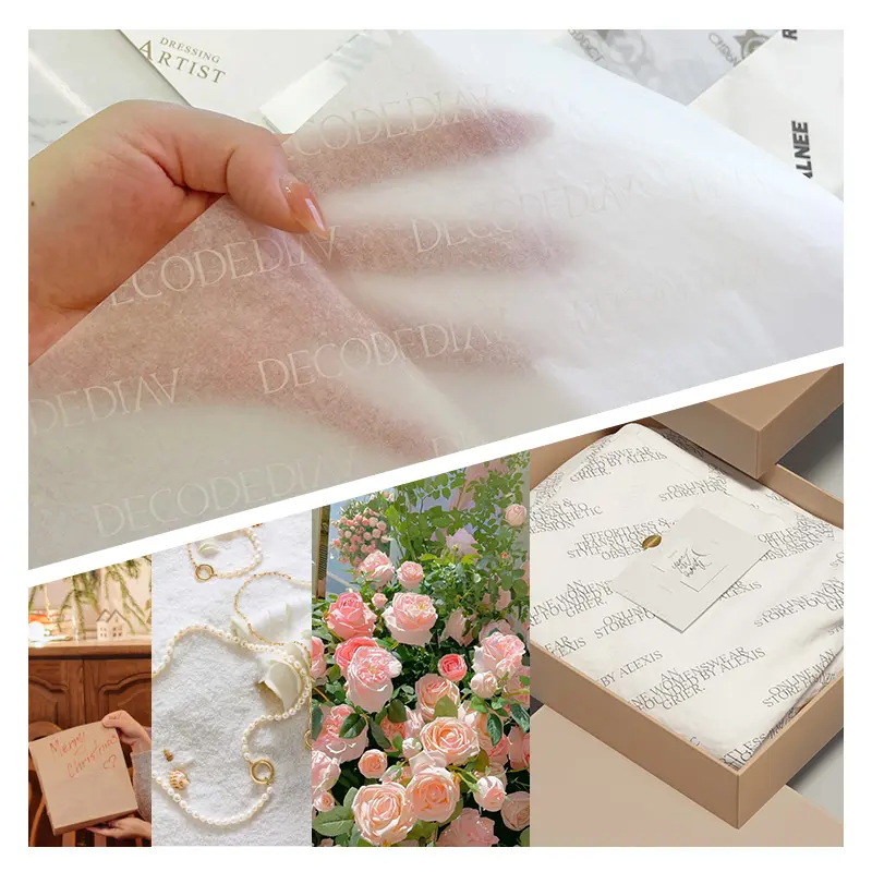 Papel de seda de embrulho personalizado ecológico com design de logotipo, papel de embrulho impresso personalizado, usado para embalagens de roupas e presentes, flores.