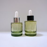 Vente en gros OEM 30ml Flacon en verre Logo personnalisé Gradient Green Essential Oil Dropper pour sérum et soins de la peau quantité minimale de commande 100pcs