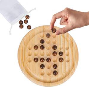 Juego de <span class=keywords><strong>Solitario</strong></span> de Madera, Tablero de <span class=keywords><strong>Solitario</strong></span> Clásico, Diseño de Madera Premium, Rompecabezas de Estrategia para un Jugador - Product Image 5