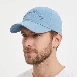 Baseball Cap 6-Panel Cotton Embroidered Letter Logo Adjustable Unisex Casual Spring Summer <b>Light</b> Blue <b>Hat</b> - Product Image 2