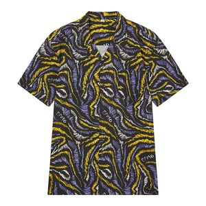 Men's <strong>Half</strong> Hawaiian Summer <strong>Shirt</strong> Tribal Style Digital Print <strong>Button</strong> Formal Breathable Knitted Beach <strong>Shirt</strong> - Product Image 4