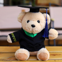 Ours en peluche de haute qualité avec chapeau de docteur et vêtements de bachelier, cadeau de remise de diplôme, en coton PP, peluche rembourrée, maille