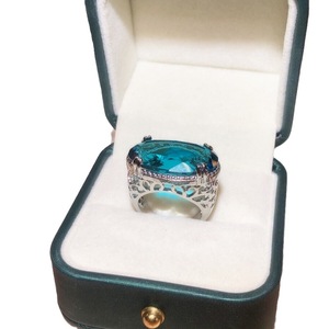 Blue Oval Zircon <b>Statement</b> <b>Ring</b> Claw Set Brass Finger Jewelry for Women Anniversary Party Gift - Product Image 5