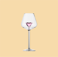 Verres à vin en forme de cœur rose romantique soufflés à la main verres à champagne transparents en borosilicate