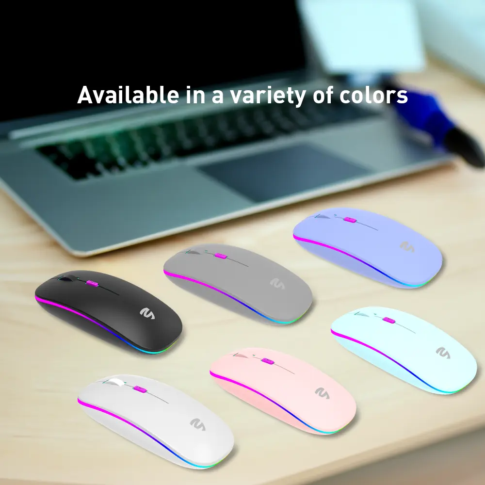 OEM Custom 2.4 mouse bluetooth 5.0 mouse wireless office silent RGB retroilluminazione mouse da gioco ricaricabile mini per Computer portatile