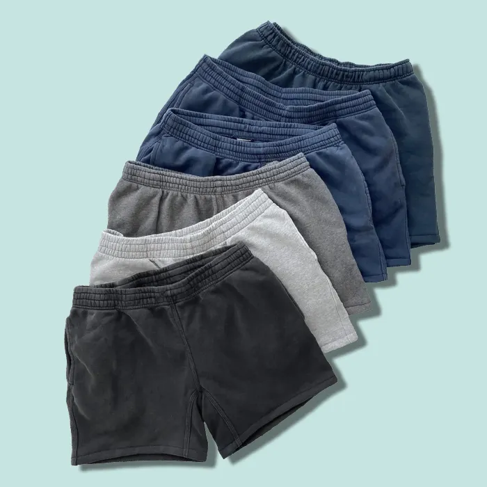 huili factory wholesale custom summer basic style mens gym shorts solid color oversized men 100% cotton sweat shorts