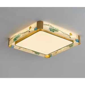 All-Copper Rectangular Chinese Style <b>Ceiling</b> <b>Light</b> Luxury Grand Enamel Zen Style for Living Dining Bedroom New Style - Product Image 4