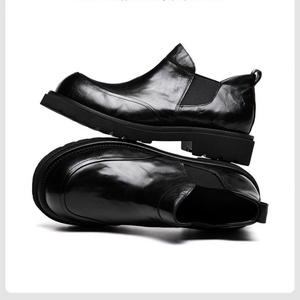 Bottes moto rétro à enfiler pour hommes, faites à la main, à coupe basse, en cuir à semelle épaisse - Product Image 5