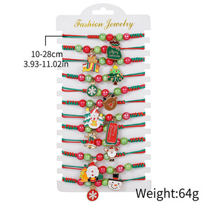 Fashion Jewelry Christmas Charm <b>Bracelets</b> Red Green Woven <b>Rope</b> Santa Reindeer Snowman Unisex Gift Jewelry - Product Image 5