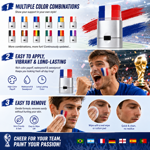 Barra de Pintura Facial de 3 Colores para Fanáticos del Deporte, Colores Personalizados para Apoyo a Equipos, Pintura Corporal - Product Image 5
