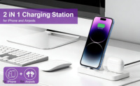 Station de charge 2 en 1 pour téléphones et écouteurs avec interface Type-C, support de bureau pour iPhone 14/13/12/11