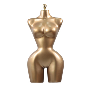 Maniquí <span class=keywords><strong>de</strong></span> <span class=keywords><strong>Mujer</strong></span> Adulta Linghua, Medio Cuerpo, <span class=keywords><strong>de</strong></span> Fibra <span class=keywords><strong>de</strong></span> Vidrio, con Caderas Anchas y <span class=keywords><strong>Busto</strong></span> Curvilíneo, Estilo con Soporte, Color Dorado - Product Image 5
