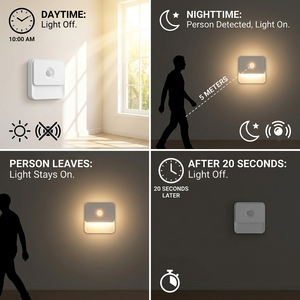 Luz Nocturna Inteligente con Sensor de Movimiento, Inalámbrica, LED, Cuadrada, de ABS, para Pared, con Luz Frontal y Resplandor Trasero, para Dormitorio y Escaleras - Product Image 2