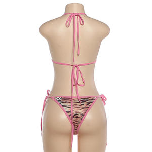 Viviblook Z0130ST02 Women Bikini Beach <b>Swimsuit</b> Set New Sexy Bikini Leopard Print Bra Tops <b>Thong</b> Two-Piece Set - Product Image 3