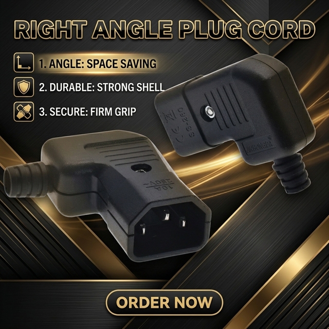 C13 C14 Power Plug AC250V 10A 3 Outlets Panel Mount IEC Male Female Top Adapter Elbow 90 Degree Socket Connectors Black