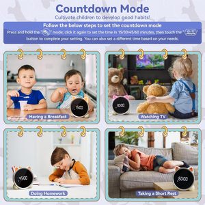 <span class=keywords><strong>Réveil</strong></span> numérique électronique Spotfish SG7 avec design d'animaux de dessin animé, veilleuse à changement de couleur et musique - Cadeau pour enfants - Product Image 5