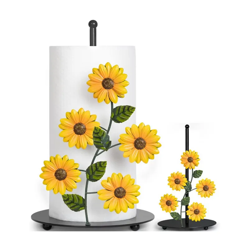 विंटेज घर सजावट धातु सूरजमुखी कागज तौलिया धारक कागज फूल धारक के लिए रसोई Countertop