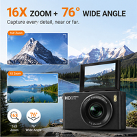 Caméra Selfie 4K UHD 48MP avec autofocus, écran rotatif de 2,4 pouces, jeux intégrés, lecteur MP3, enregistrement en boucle, appareil pour enfants, cadeau scolaire