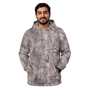 Sweat-shirt à capuche oversize en molleton 100% coton à imprimé feuilles camouflage, manches longues, décontracté, streetwear d'hiver, poche par sublimation - Product Image 1