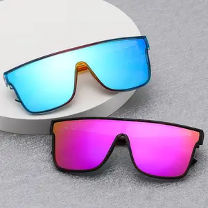2024定制标志品牌奢华镜子塑料太阳镜男士超大墨镜厚品牌设计一体式骑行Y2K太阳镜
