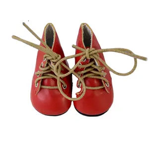 Factory Custom Wholesale Cute Boots New Quality Red Brown for 18 Inch American Doll Shoes