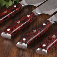 Couteaux de cuisine professionnels OEM, 8 pièces, manche G10, acier Damas, couteau Santoku, couteau utilitaire, couteau à désosser, couteau à trancher, ensemble de couteaux de cuisine