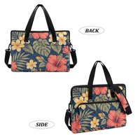 Sac pour ordinateur portable matelassé personnalisé à motif floral tropical insulaire pour ordinateur de 14 à 16 pouces avec poignées et bandoulière