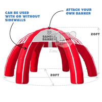 Tente de salon professionnelle gonflable imperméable promotionnelle avec impression sur tissu en maille PVC pour événements d'exposition et promotion commerciale