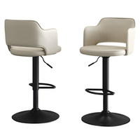Tabouret de bar design haut de gamme, léger et luxueux, avec dossier, réglable en hauteur, base ronde pivotante, structure métallique