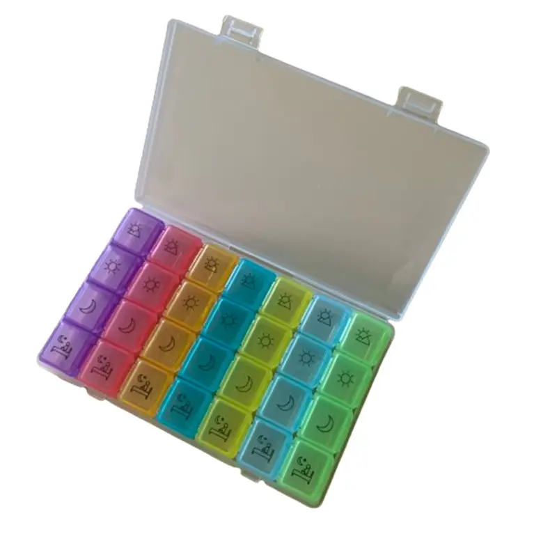Toptan özel toplu renkli 7 gün plastik Mini 7Day kolay açık hap saklama kutusu vaka haftalık ilaç durumda kutusu taşınabilir hap kutusu